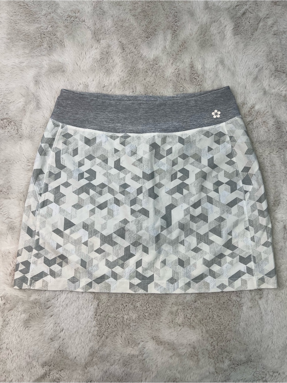Tuff Athletics Gray Geo Print ALine Skirt Built in Shorts Size Medium Tennis